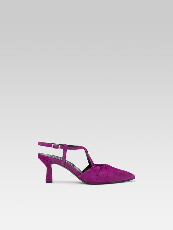 carel Neri - Escarpins slingback cuir velours upcyclé violet