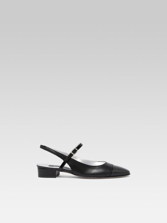 carel Oceano - Slingback cuir noir et cuir verni noir – Carel Paris