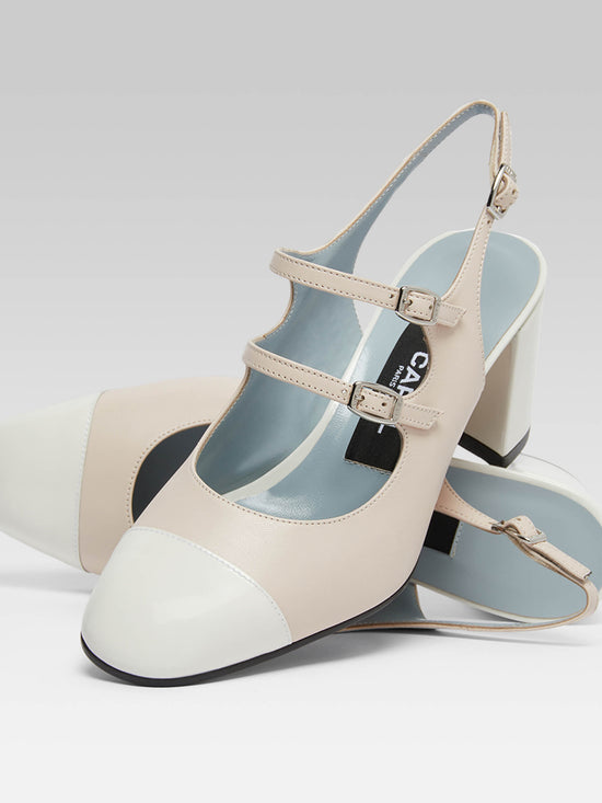 Carel Papaya - Babies Slingback Cuir Nude Et Cuir Verni Blanc