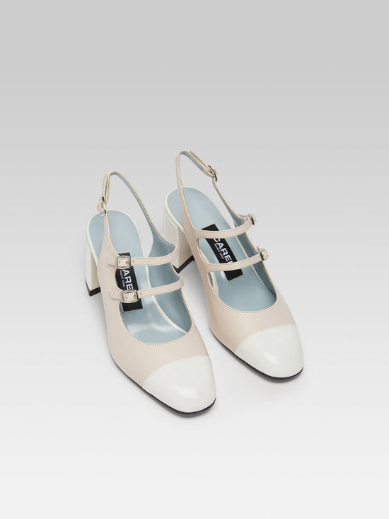 Carel Papaya - Babies Slingback Cuir Nude Et Cuir Verni Blanc