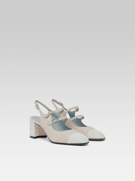 Carel Papaya - Babies Slingback Cuir Nude Et Cuir Verni Blanc