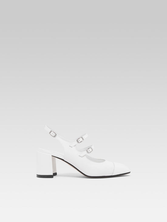 carel Papaya - Babies slingback tissu et cuir verni blanc