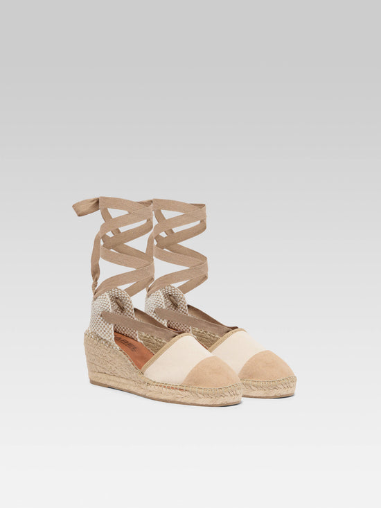 Carel Parasol - Espadrilles Compensées Toile Bi-beige