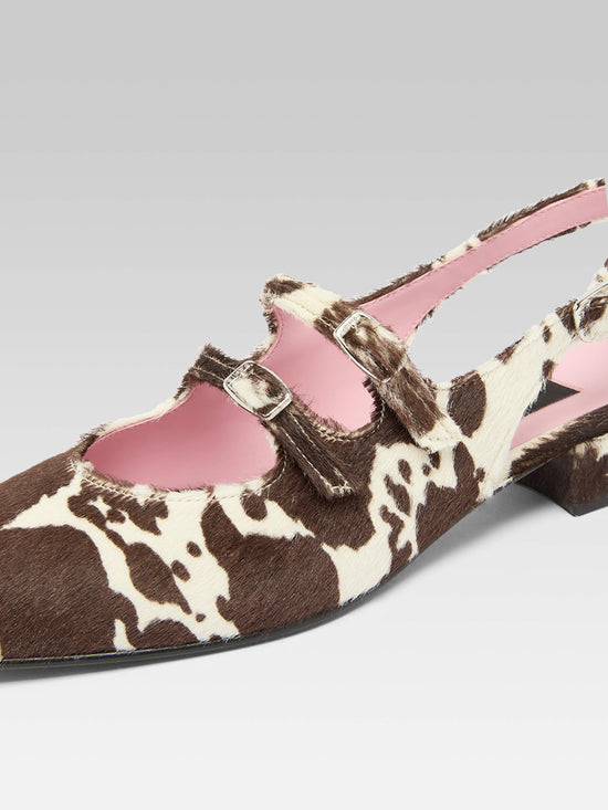 Carel Peche - Babies Slingback Cuir Pony Imprimé Vache