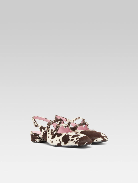 Carel Peche - Babies Slingback Cuir Pony Imprimé Vache