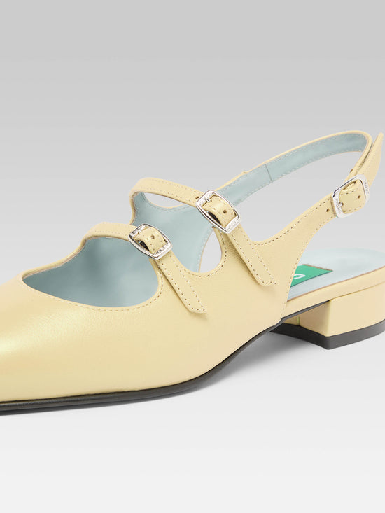 Carel Peche - Babies Slingback Cuir Upcyclé Nacré Jaune