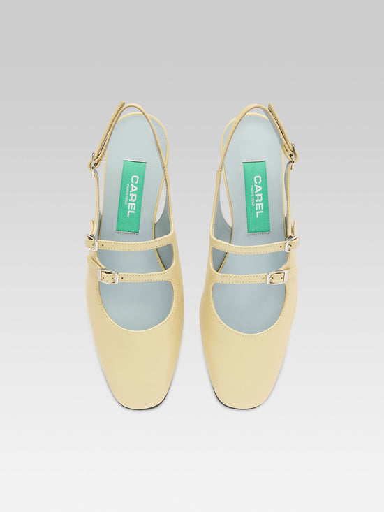 Carel Peche - Babies Slingback Cuir Upcyclé Nacré Jaune