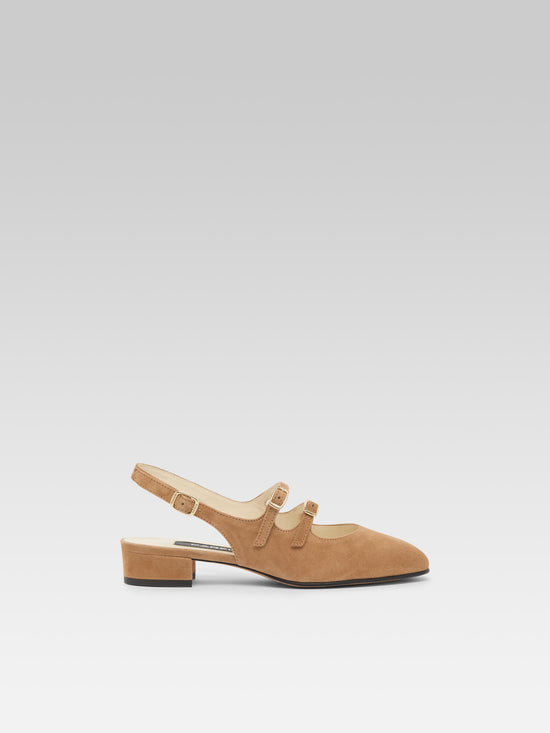 carel Peche - Babies slingback cuir velours noisette | Carel Paris carel Peche - Babies slingback cuir velours noisette | Carel Paris