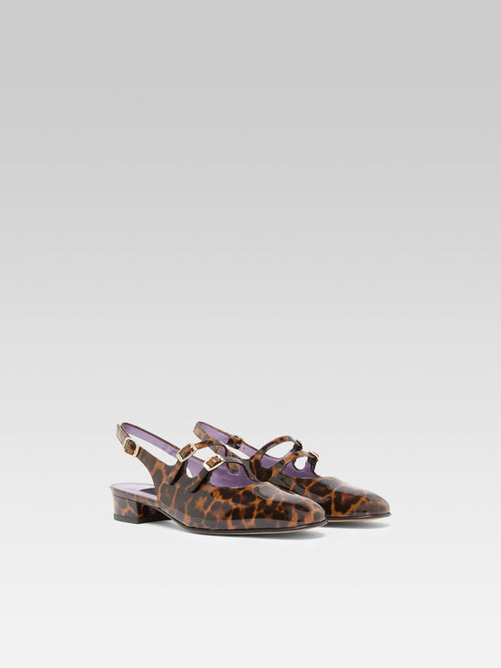 Carel Peche - Babies Slingback Cuir Verni Léopard Marron