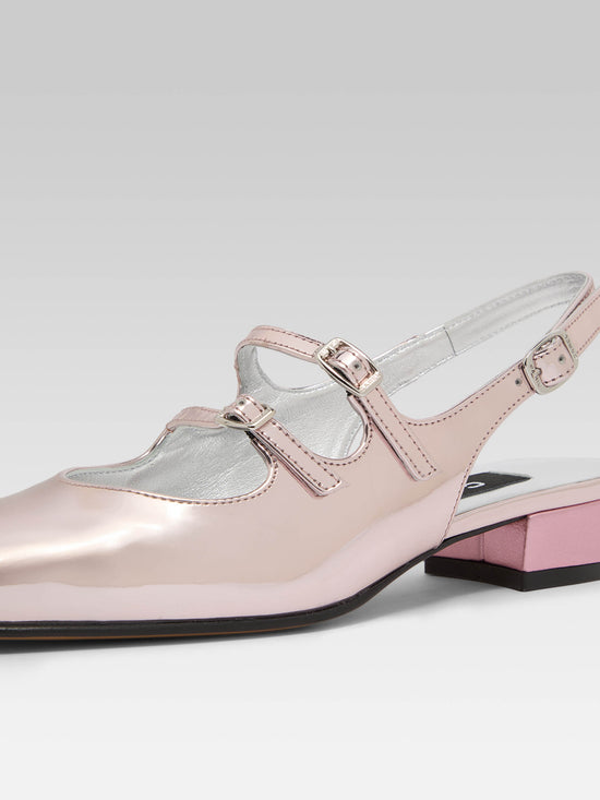 Carel Peche - Babies Slingback Cuir Verni Reflex Rose