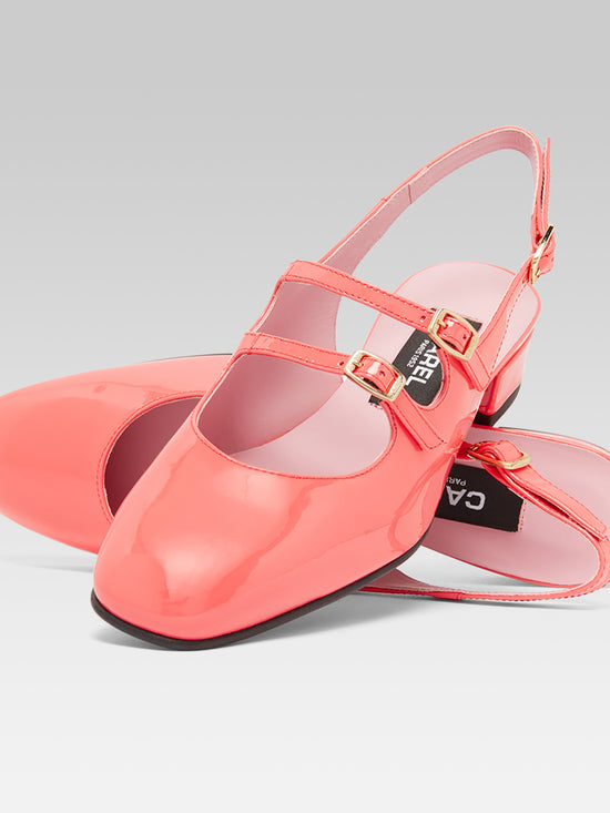 Carel Peche - Babies Slingback Cuir Verni Upcyclé Corail