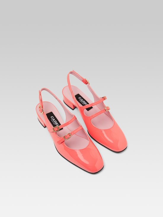 Carel Peche - Babies Slingback Cuir Verni Upcyclé Corail