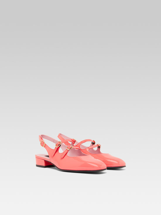 Carel Peche - Babies Slingback Cuir Verni Upcyclé Corail