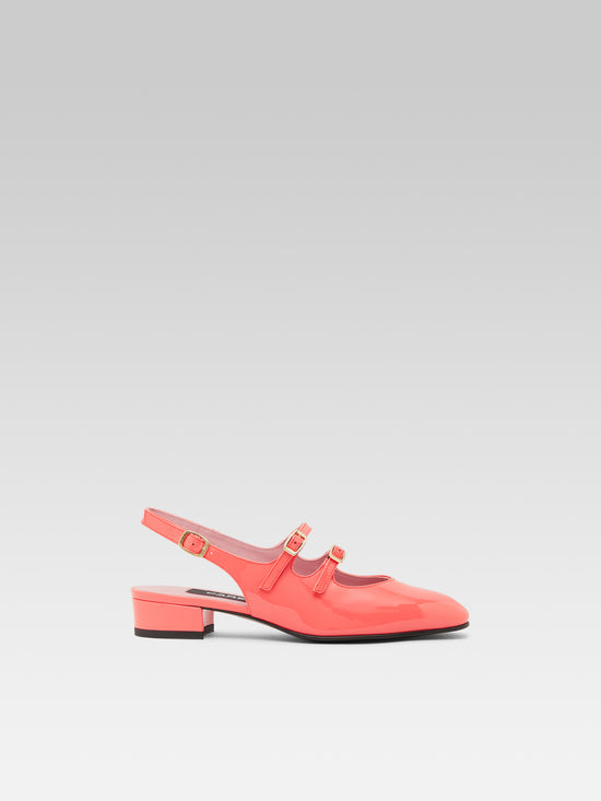 carel Peche - Babies slingback cuir verni upcyclé corail