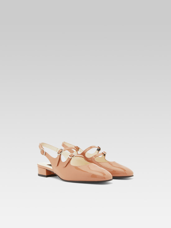 Carel Peche - Babies Slingback Cuir Verni Upcyclé Marron Toffee