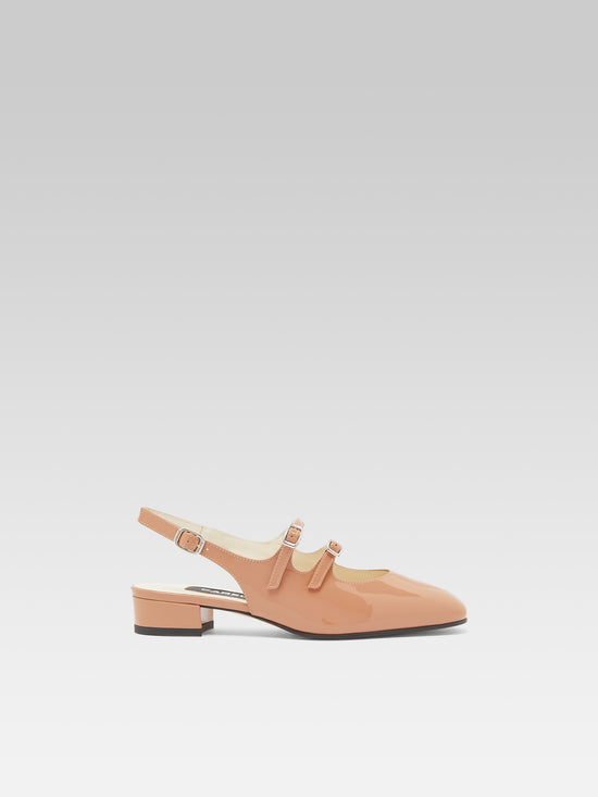 carel Peche - Babies slingback cuir verni upcyclé marron toffee