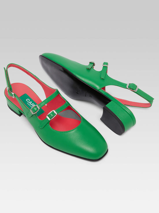 Carel Peche - Babies Slingback Cuir Vert Upcyclé – Carel Paris