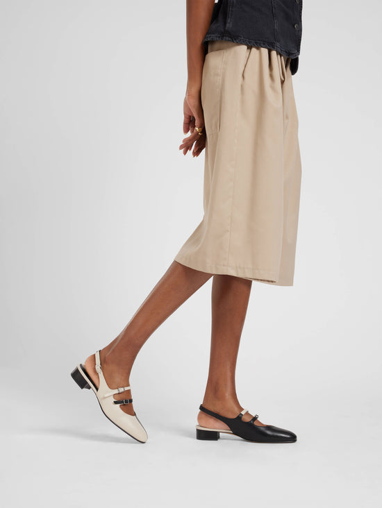 Carel Peche Half - Babies Slingback Bicolore Cuir Noir Et Ivoire