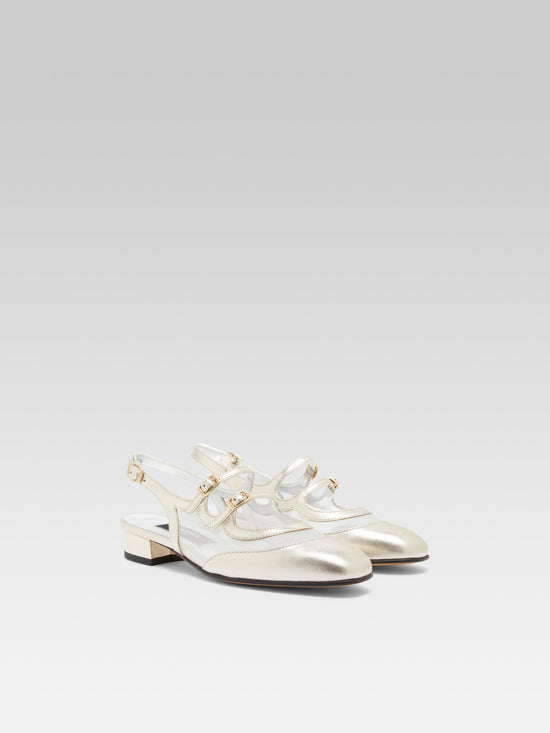 Carel Peche Night - Babies Slingback Cuir Platine Et Résille