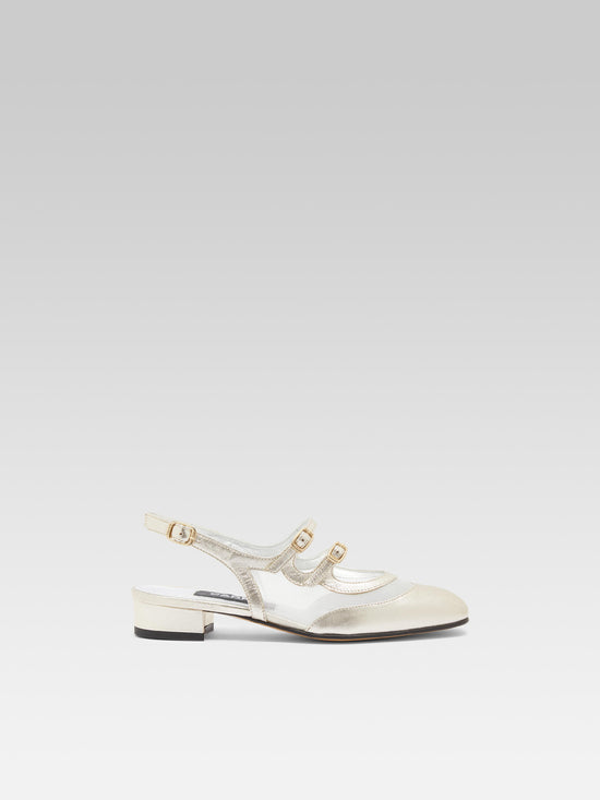 carel Peche night - Babies slingback cuir platine et résille