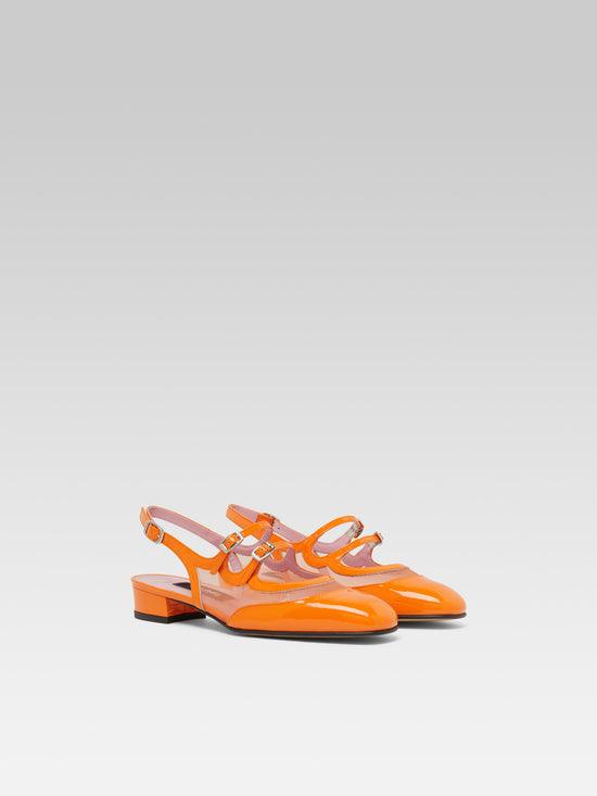 Carel Peche Night - Babies Slingback Cuir Verni Orange Et Résille