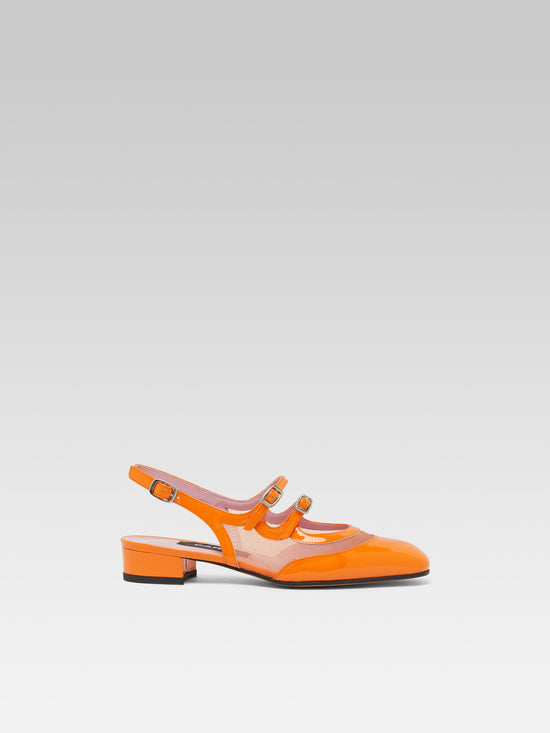 carel Peche night - Babies slingback cuir verni orange et résille