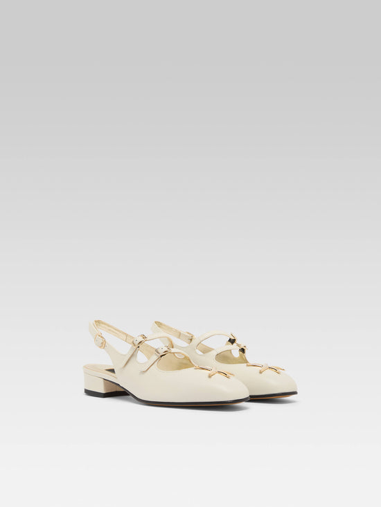 Carel Peche Star - Babies Slingback Cuir Ivoire Upcyclé Bijou Coquillage
