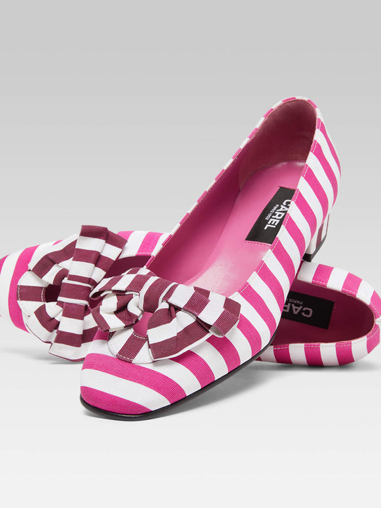 Carel Princesse - Ballerines Tissu Bayadère Bordeaux Rose Et Blanc