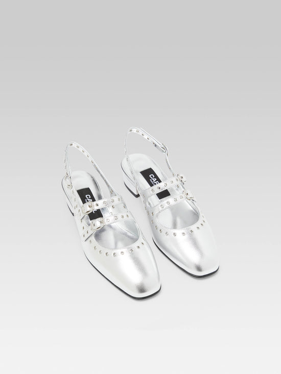 Carel Queen - Babies Slingback Cuir Argent à Oeillets