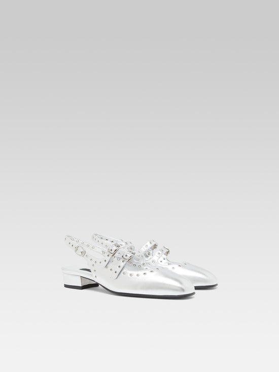 Carel Queen - Babies Slingback Cuir Argent à Oeillets