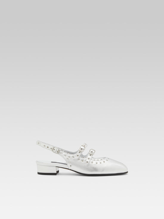 carel Queen - Babies slingback cuir argent à oeillets