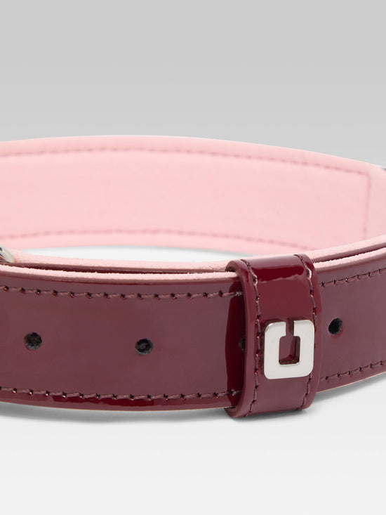 Carel Rex - Collier Pour Chien En Cuir Verni Bordeaux