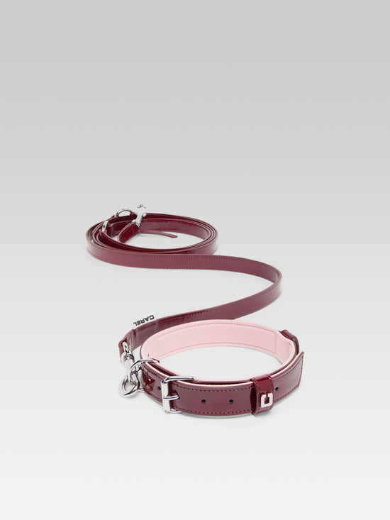 Carel Rex - Collier Pour Chien En Cuir Verni Bordeaux