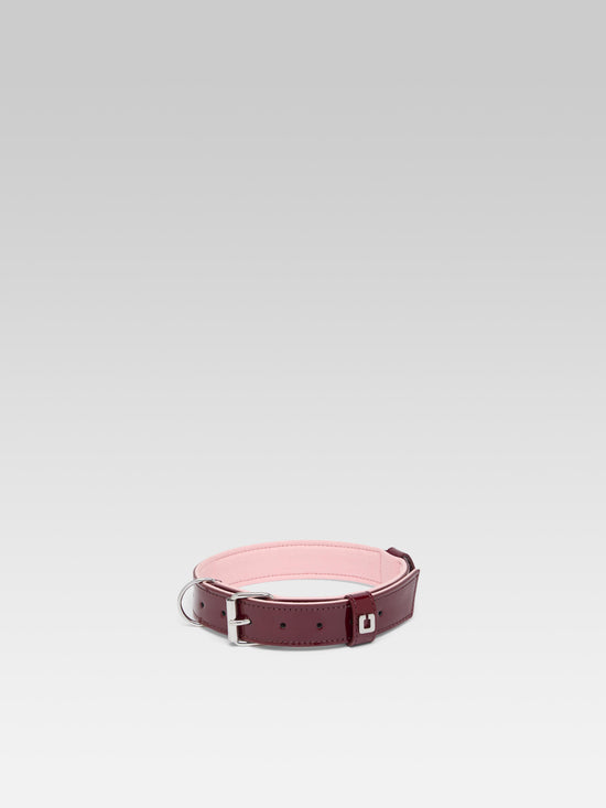 carel Rex - Collier pour chien en cuir verni bordeaux
