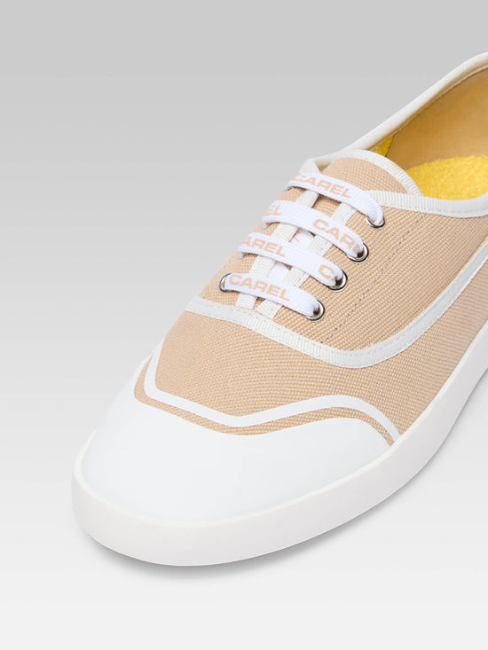 Carel Sol - Tennis à Lacets Toile Beige Recyclée | Carel Paris