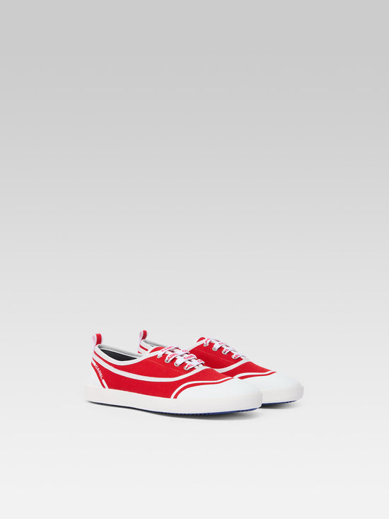 Carel Sol - Tennis à Lacets Toile Rouge Recyclée | Carel Paris