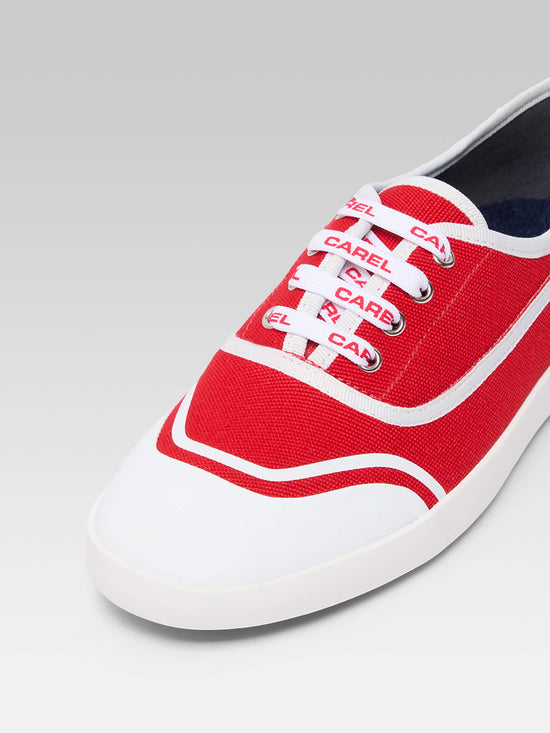 Carel Sol - Tennis à Lacets Toile Rouge Recyclée | Carel Paris
