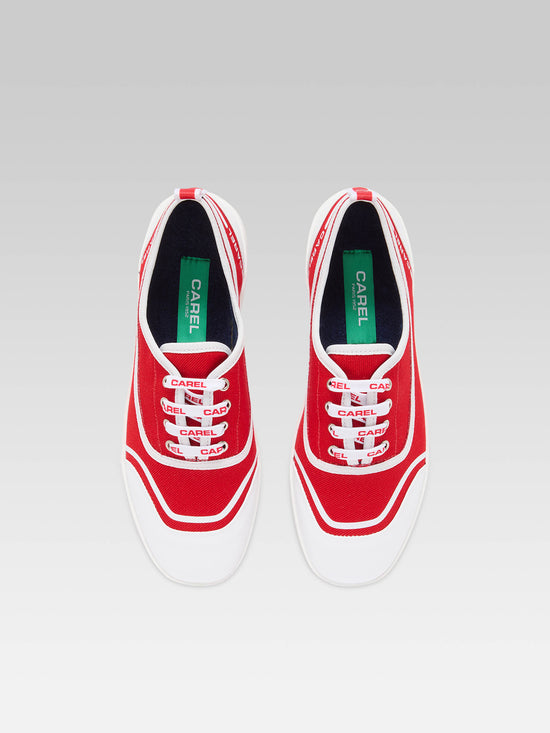 Carel Sol - Tennis à Lacets Toile Rouge Recyclée | Carel Paris
