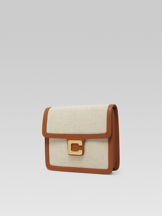Carel Sorbonne - Sac à Bandoulière Tissu écru Et Cuir Camel