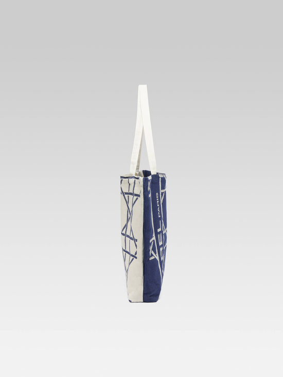 Carel Tote Bag - Sac Monogramme Bleu Et écru Tissage Jacquard – Carel Paris