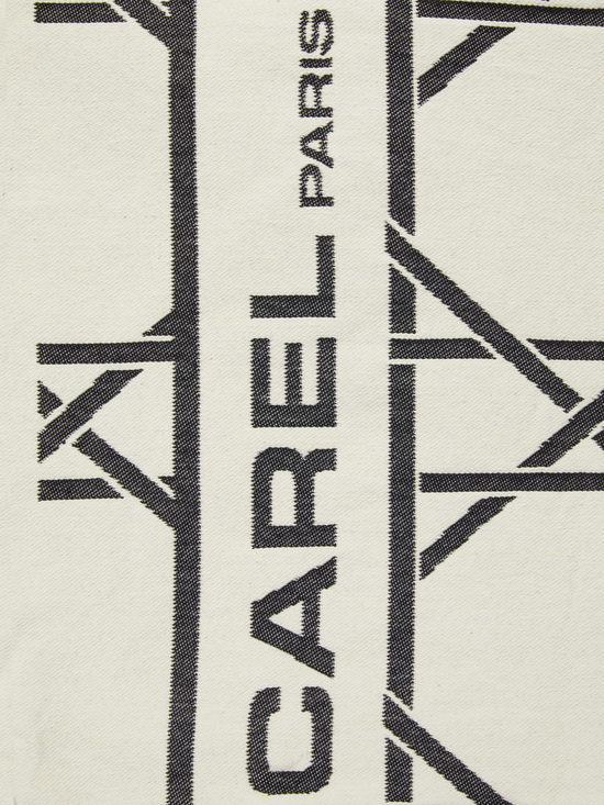 Carel Tote Bag - Sac Monogramme Noir Et écru Tissage Jacquard – Carel Paris