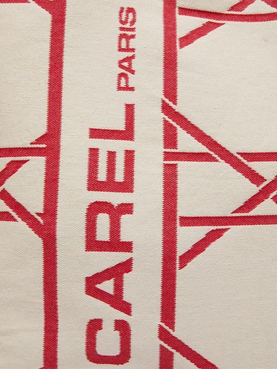 Carel Tote Bag - Sac Monogramme Recyclé Rouge Et écru Tissage Jacquard – Carel Paris