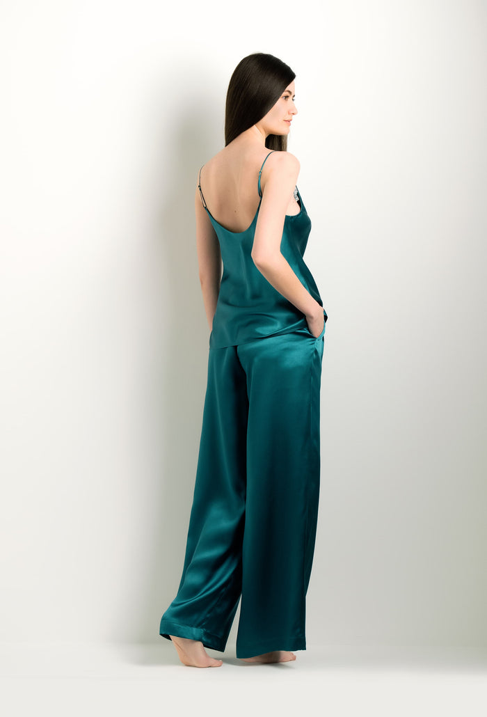 Carine Gilson Caraco En Soie Bleu Empire Et Dentelle Elisa Emeraude