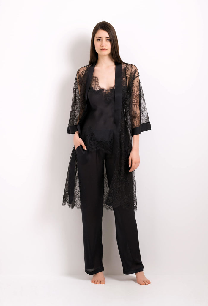 carine gilson Pantalon de pyjama en soie – Noir