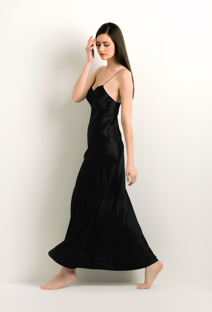 Carine Gilson Robe Longue En Soie Noire