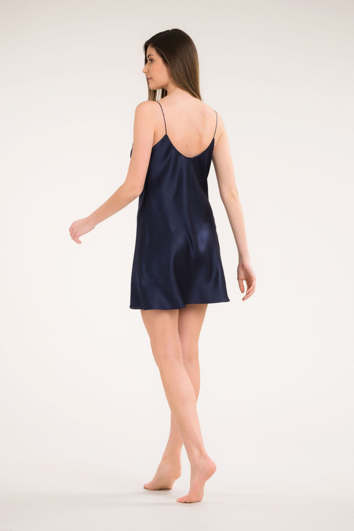 Carine Gilson Nuisette En Soie MarineBlue Et Dentelle De Caudry