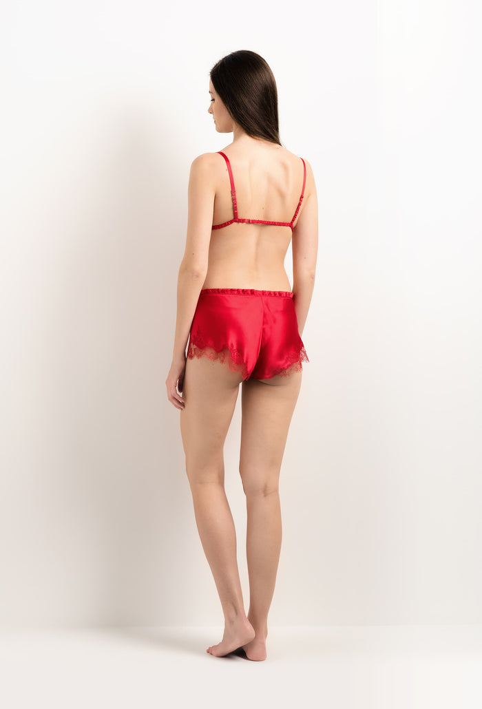 Carine Gilson Soutien Gorge Triangle En Soie Rouge Flamme Et Dentelle Elisa Rouge