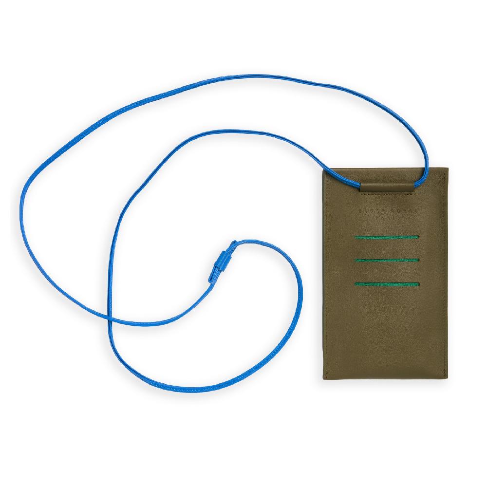 carré royal Etui-téléphone en cuir Kaki