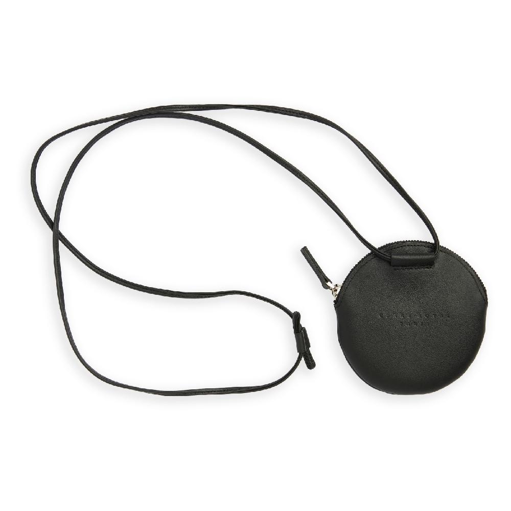 carré royal Mini-sac rond en cuir Noir