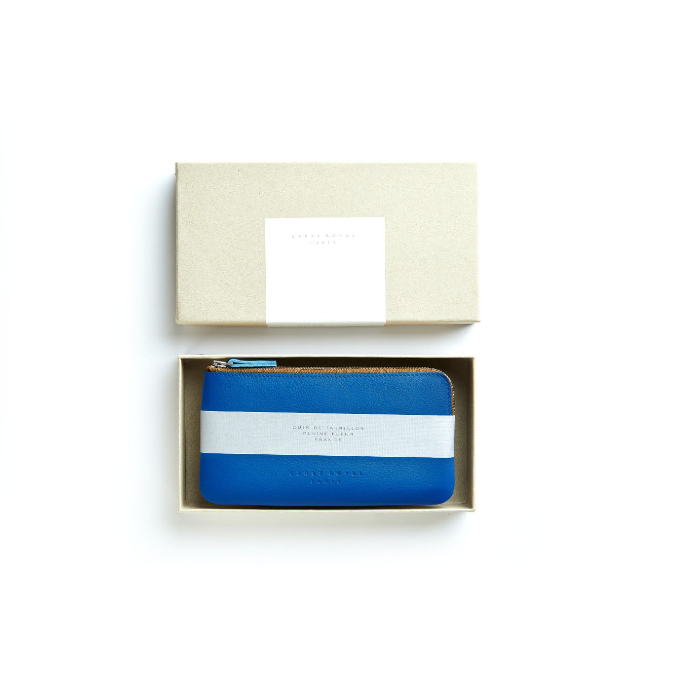 Carré Royal Pochette Bleu Ciel En Cuir - Carré Royal